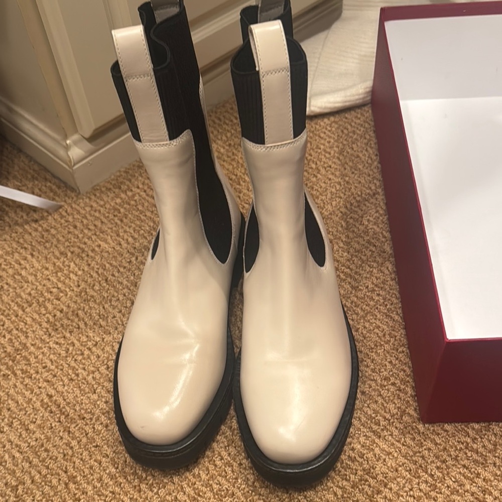 Salvatore Ferragamo Black and White Combat Boots